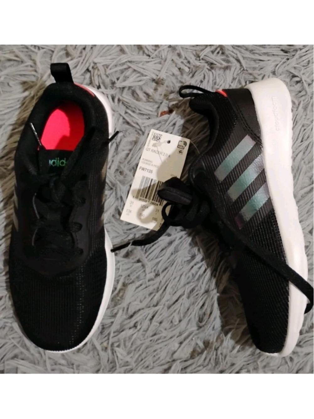 adidas QT Racer 2.0K FW7135 Size 13 K Black/Iridecent FW7135 Sneakers